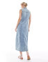 Vero Moda Tall button front sleeveless maxi dress in vintage denim blue