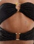 Фото #8 товара South Beach textured bandeau ring front cut out swimsuit in black