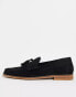 Фото #8 товара ASOS DESIGN tassel loafers in black suede leather with natural sole