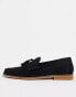 ASOS DESIGN tassel loafers in black suede leather with natural sole