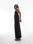 Topshop wide rib chuck on jersey maxi dress in black