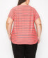 Фото #2 товара Plus Size Pointelle Stripe Dolman Short Sleeve Top