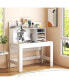 Home Office Computer Desk Study Table Writing Workstation Hutch Cable Hole White