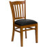 Фото #4 товара Hercules Series Vertical Slat Back Cherry Wood Restaurant Chair - Black Vinyl Seat