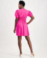 ფოტო #4 პროდუქტის Women's Printed Cotton Zip-Front Puff-Sleeve Dress, Created for Macy's