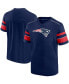 Men's Navy New England Patriots Textured Hashmark V-Neck T-shirt