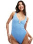 The Frolic myrtle textured U detail gathered bust swimsuit in blue jewel