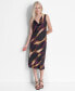 ფოტო #1 პროდუქტის Women's Printed Sleeveless Cowlneck Midi Dress