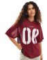 Фото #1 товара COLLUSION oversized sports tee with number graphic in dark cherry