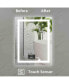 Фото #4 товара Зеркало для ванной комнаты Simplie Fun LED, 36 x 28 дюймов, Антизапотевание, Ночное освещение, Время, Температура, Регулируемая яркость