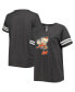 ფოტო #1 პროდუქტის Women's Heather Charcoal Cleveland Browns Plus Size Throwback Notch Neck Raglan T-shirt