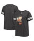 ფოტო #1 პროდუქტის Women's Heather Charcoal Cleveland Browns Plus Size Throwback Notch Neck Raglan T-shirt