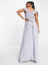 Little Mistress Bridesmaid cross front maxi dress in grey blue