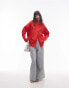 Topshop oversized poplin shirt in red Красный, 36 - фото #4