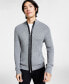 Men's Silas Regular-Fit Ribbed-Knit Full-Zip Mock Neck Cardigan with Faux-Leather Trim, Created for Macy's