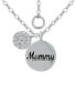 ფოტო #1 პროდუქტის Cubic Zirconia "Mommy" Disc Pendant Necklace in Sterling Silver, 16" +2" extender, Created for Macy's