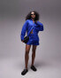 Topshop co-ord linen blend beach shirt in blue Синий, L - EU 44 - фото #2