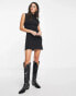 ASOS DESIGN grown on neck mini dress with ruched sides in black