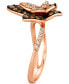Chocolate Diamond & Nude Diamond Double Butterfly Statement Ring (7/8 ct. t.w.) in 14k Rose Gold