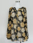 Фото #1 товара Блузка Charter Club с расклешённым вырезом, цветочный принт, черно-желтая, XL