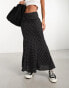 In The Style maxi skirt in black spot print