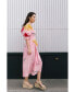 ფოტო #4 პროდუქტის Valentina Abstract Smocked Pink Midi Dress