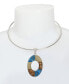 Фото #3 товара Robert Lee Morris Soho semi-Precious Mixed Stone Oval Pendant Wire Necklace
