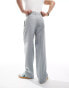 ASOS DESIGN smart wide leg trousers with double pleat in light grey melange Серый, XS - W30 - фото #5