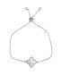 Фото #1 товара Adjustable Flower Imitation Mother of Pearl Silver Plated Bolo Bracelet