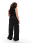 Vila Curve wide leg pinstripe trousers in black