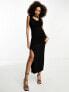 Фото #1 товара ASOS DESIGN cowl neck drape detail midi dress in black