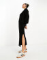 Фото #4 товара River Island wrap knitted maxi dress in black