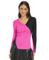 Women's Ribbed Colorblocked Asymmetrical Sweater