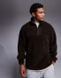 Фото #1 товара ASOS DESIGN oversized half zip fleece sweatshirt in brown