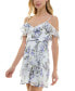 Фото #3 товара Juniors' Floral-Print Off-The-Shoulder Dress