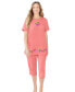 ფოტო #1 პროდუქტის Plus Size Knit Capri Sleep Set