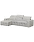 Фото #1 товара CLOSEOUT! Haigan 3-Pc. Leather Chaise Sectional Sofa with 1 Power Recliner, Created for Macy's