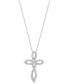 Фото #3 товара Macy's diamond Cross 18" Pendant Necklace (1/4 ct. t.w.) in Sterling Silver