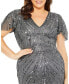 Фото #2 товара Plus Size Flutter Sleeve Embellished Gown