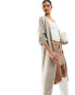 Фото #6 товара NA-KD long line knitted cardigan in light beige