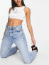 Stradivarius – Vintage-Mom-Jeans aus Baumwolle in heller Waschung - MBLUE