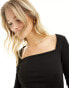 Urban Threads square neck top in black