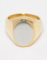 Фото #4 товара ASOS DESIGN waterproof stainless steel oval signet ring in silver and gold tone