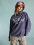 Фото #3 товара Miss Selfridge oversized washed graphic print Portland hoodie in indigo