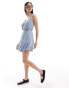 Pieces tie waist cami mini dress in blue ditsy floral Blau, kleingemustert, L - EU 40 - фото #4