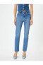 Фото #7 товара Düz Paça Slim Fit Kot Pantolon Cepli - Eve Slim Straight Jeans