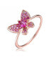 Фото #1 товара Sterling Silver with Rose Gold Plated Ruby Cubic Zirconia Small Butterfly Ring