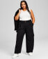 Фото #2 товара Trendy Plus Size Wide-Leg Pleated Cargo Pants