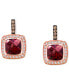 Raspberry Rhodolite (3-3/8 ct. t.w.) & Diamond (1/3 ct. t.w.) Halo Drop Earrings in 14k Rose Gold