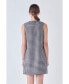 Women's Check Sleeveless Grommet Mini Dress